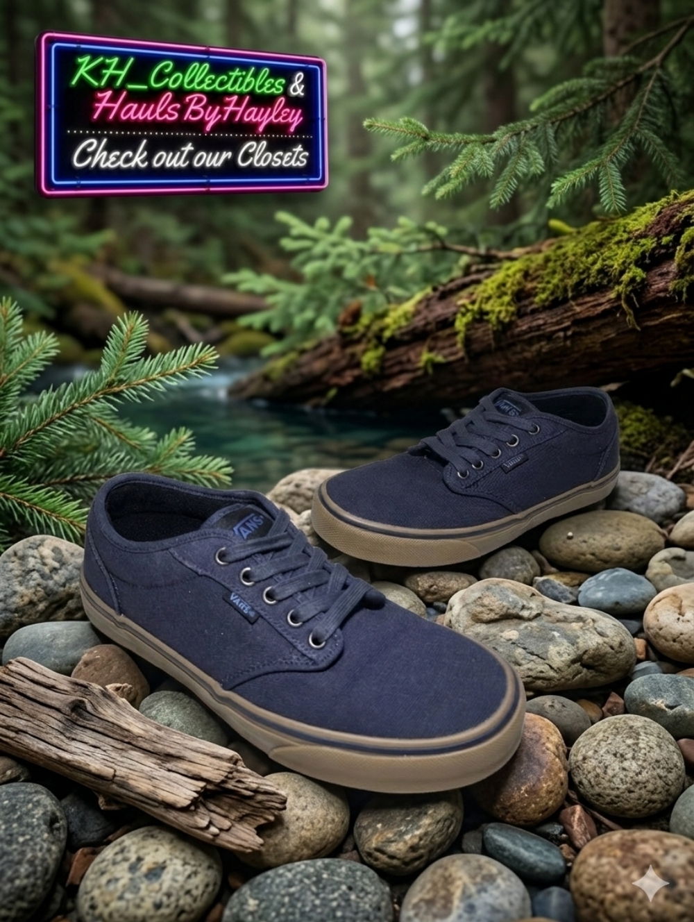 Vans Atwood Navy Blue Canvas Gum Sole Sneakers Men's 8.5 / Women's 10